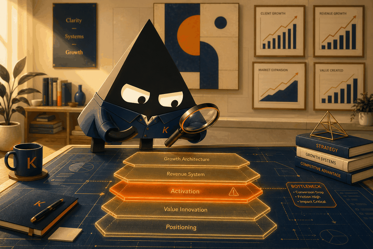Mr. K diagramming the Kronek growth blueprint